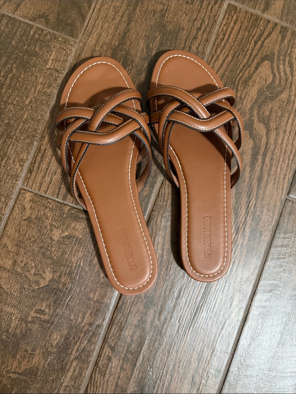 Women's Tan Braided Slide Sandals